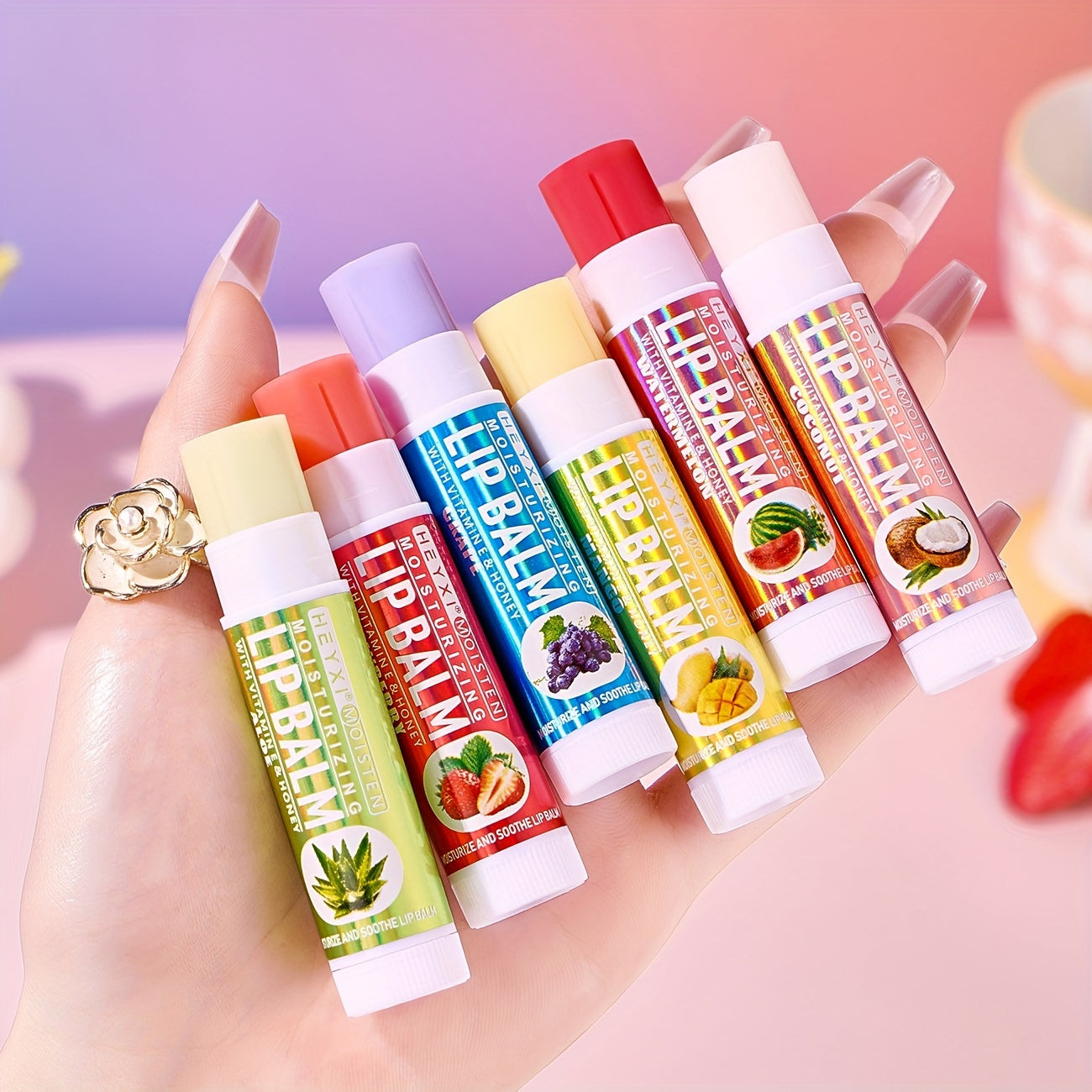 6-Pack Fruit Flavor Lip Balm Set