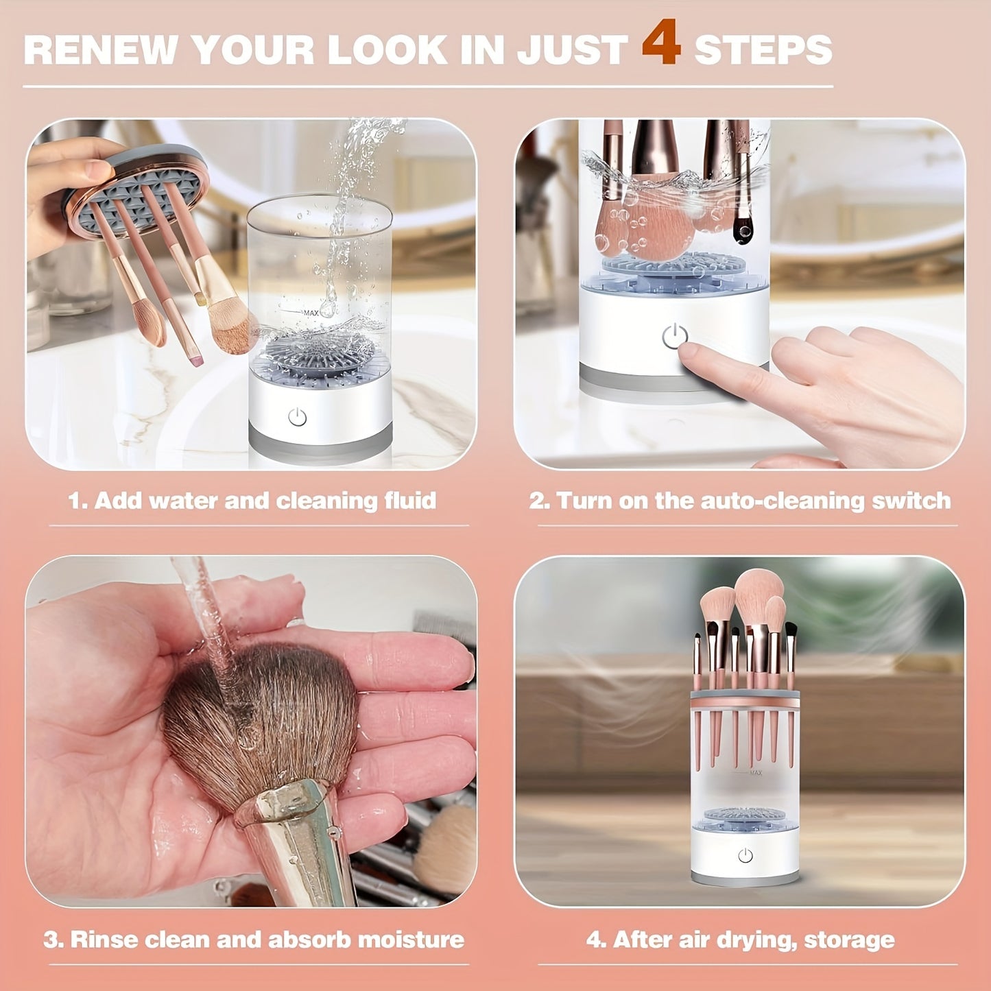 Deep-Clean, USB-Powered Makeup Brush Cleaner