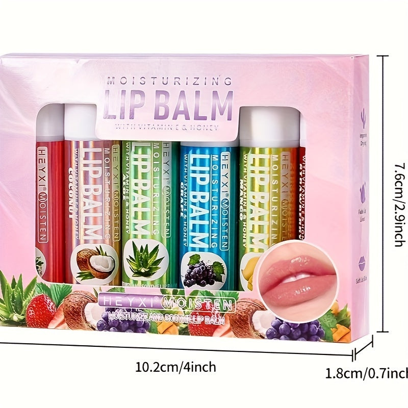 6-Pack Fruit Flavor Lip Balm Set