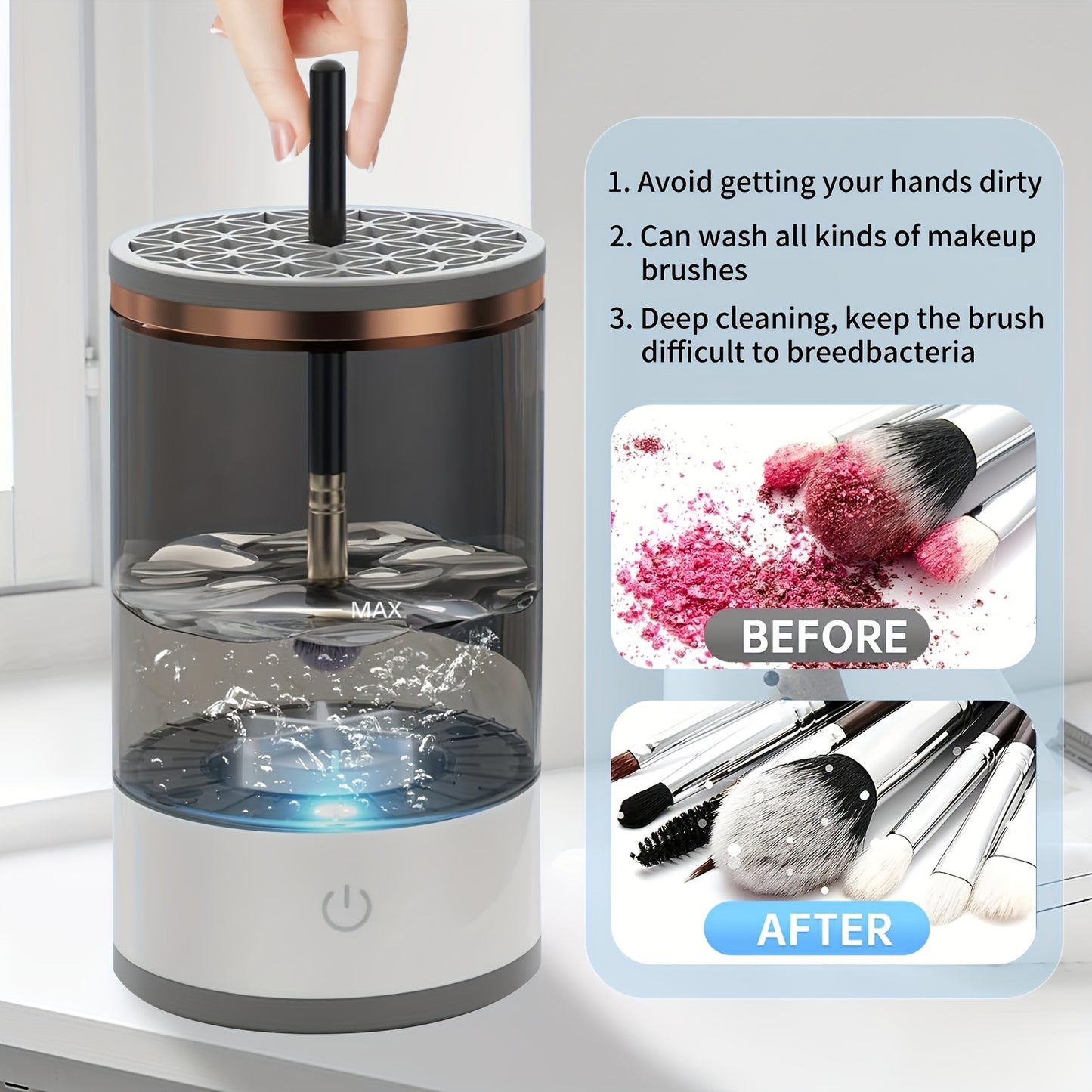 Deep-Clean, USB-Powered Makeup Brush Cleaner