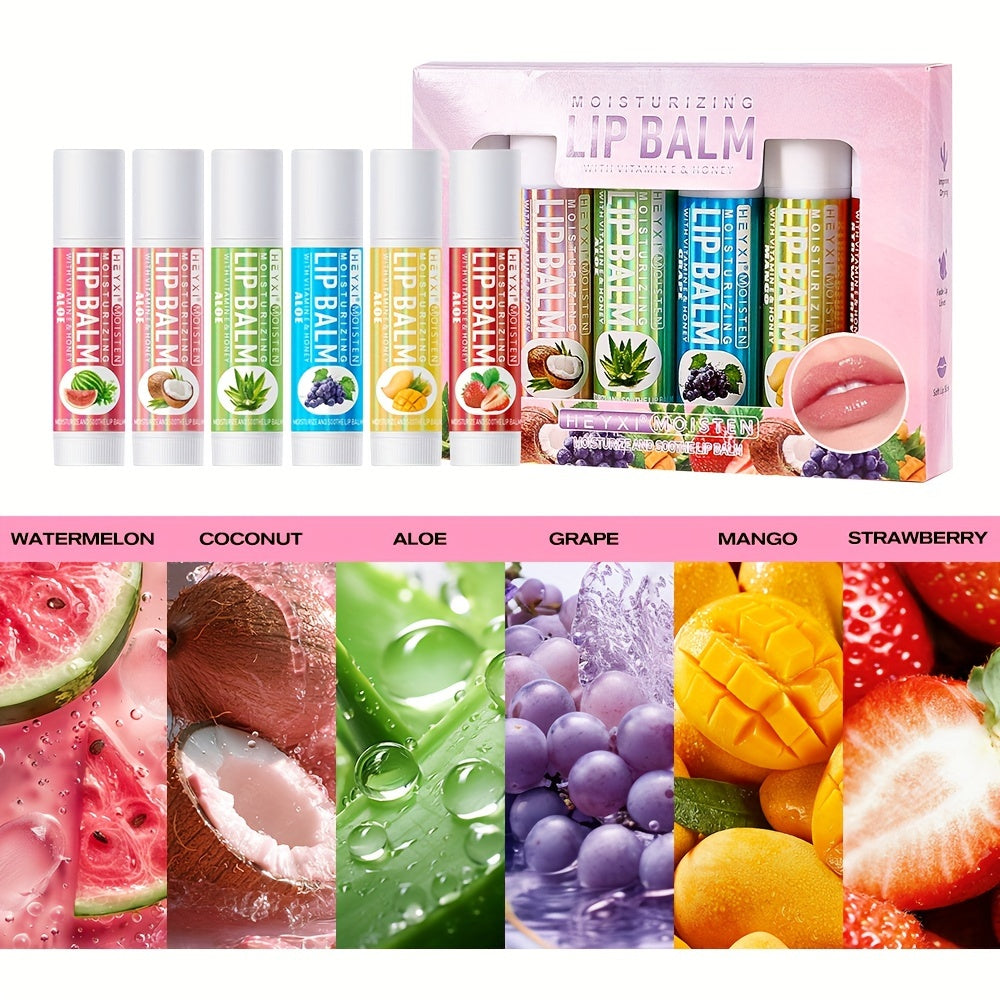 6-Pack Fruit Flavor Lip Balm Set