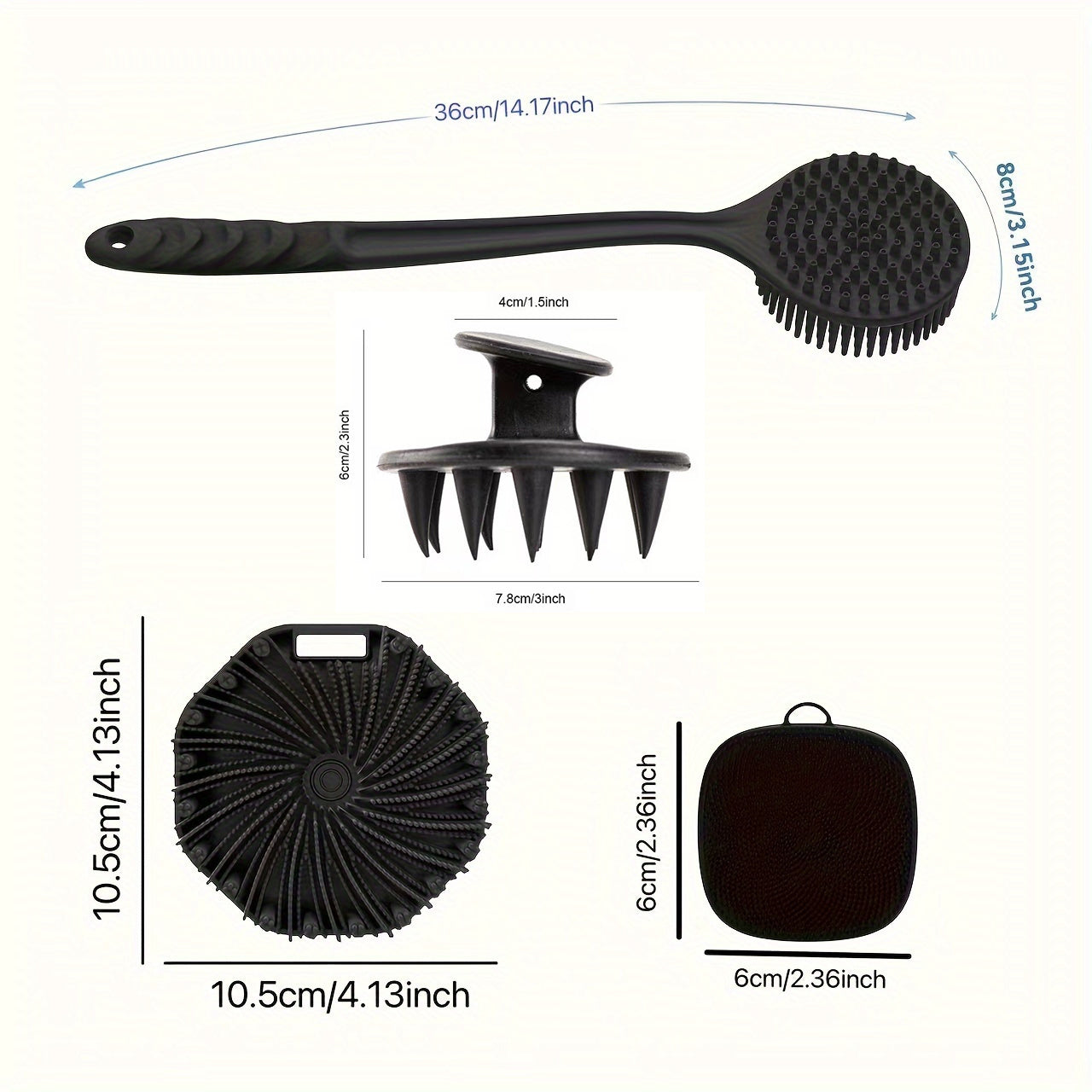 4pcs Silicone Shower Brush Set