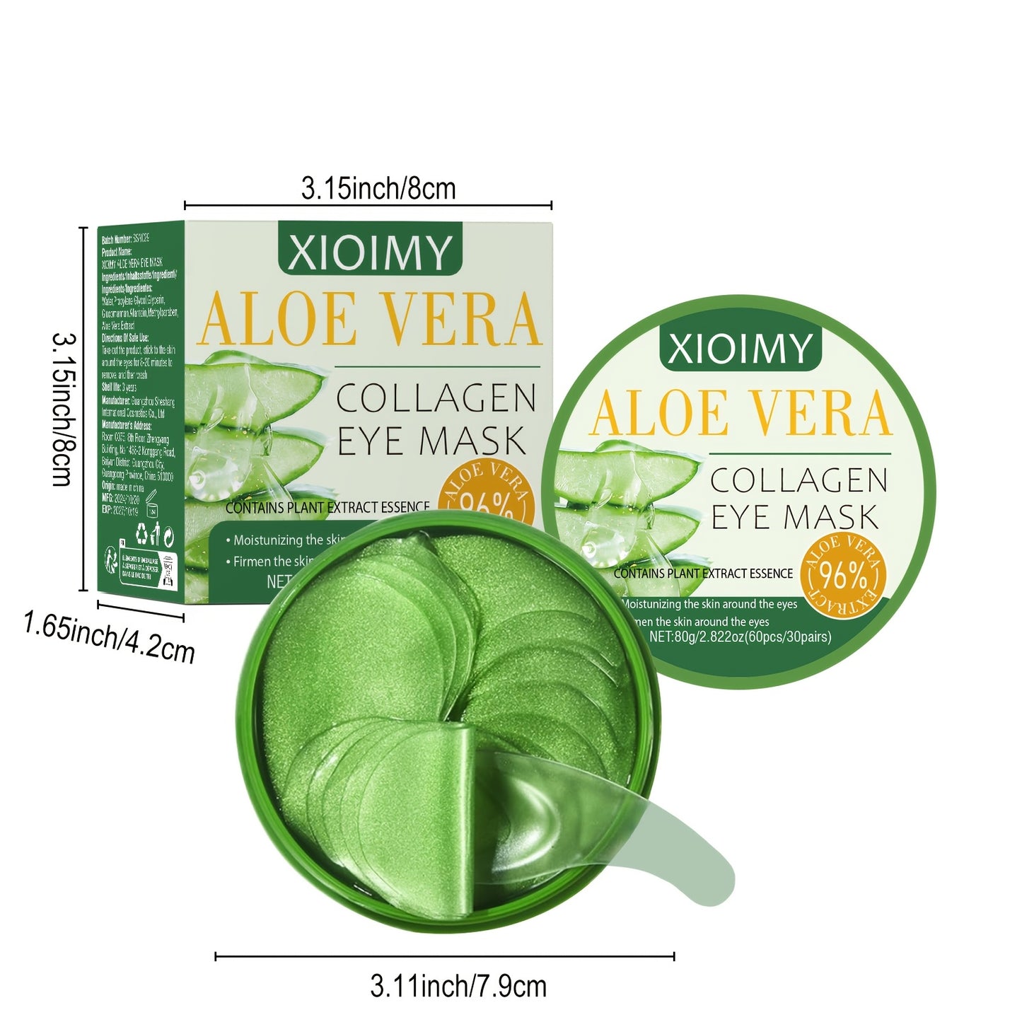 60pcs Aloe Vera And Collagen Eye Mask